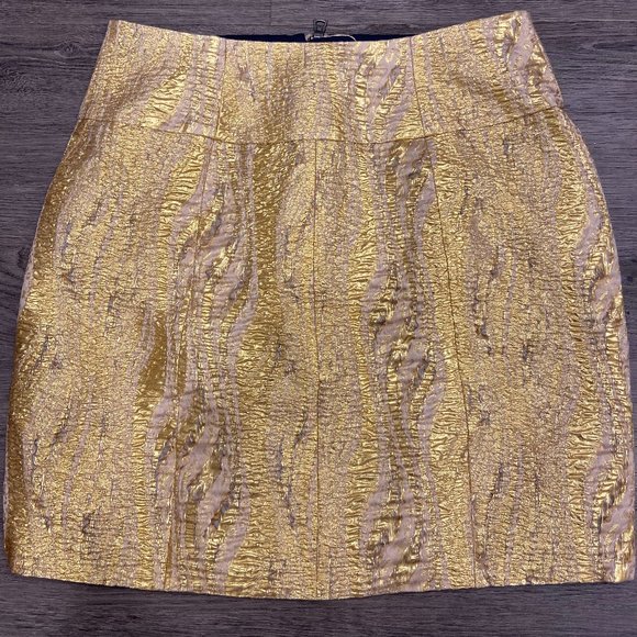 BCBG Gold Metallic, Zip-Through Mini Skirt - Picture 3 of 6